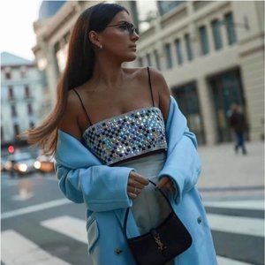 VIRAL - Zara Embellished Rhinestone Glitter crop top